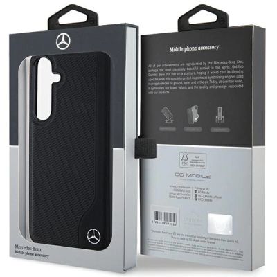 8. Etui Mercedes Leather Debossed Line MagSafe na Samsung Galaxy S24 - czarne