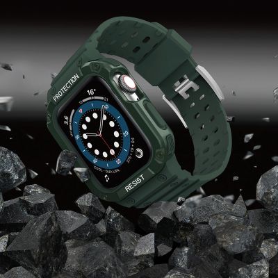 6. Pasek z etui ochronnym Protect Strap Band do Apple Watch 42 / 44 / 45 mm opaska obudowa pancerna - zielony