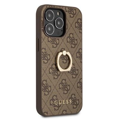4. Etui Guess 4G Ring Stand na iPhone 13 Pro / iPhone 13 - brązowe