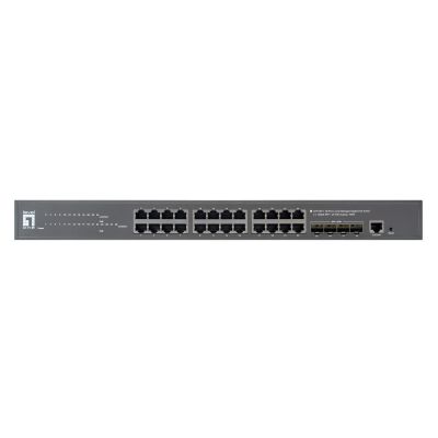 4. Zarządzalny przełącznik PoE+ LevelOne GB/L3 28-portowy 19" 400W 10Gbps