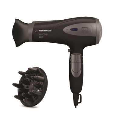 3. Suszarka do włosów Esperanza Ionic Viven EBH005K (2200W; kolor czarny)