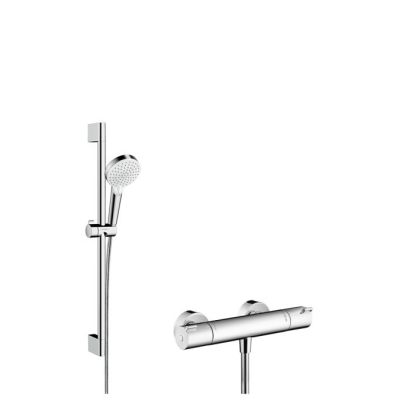 Hansgrohe Crometta brusersystem z 65 cm Vario brusesat i Ecostat 1001 CL termostatarmatur til frembygning