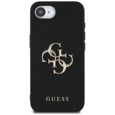 3. Etui Guess PU Grained 4G Metal Logo na iPhone 16e - czarne