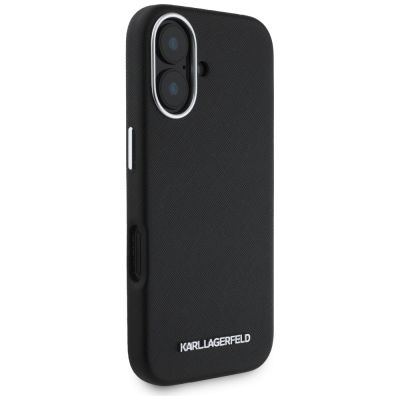 4. Etui Karl Lagerfeld Saffiano Full Wrapped Elongated Metal Logo MagSafe na iPhone 16 - czarne