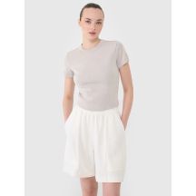 T-shirt slim z prążkowanej dzianiny damski 4F 4FRSS25TTSHF2696-83S