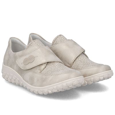 2. Półbuty damskie na rzep komfortowe beżowo złote Rieker   59552-62