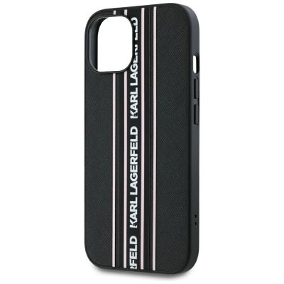 5. Etui Karl Lagerfeld Saffiano Athleisure Stripes Cord na iPhone 15 - różowe