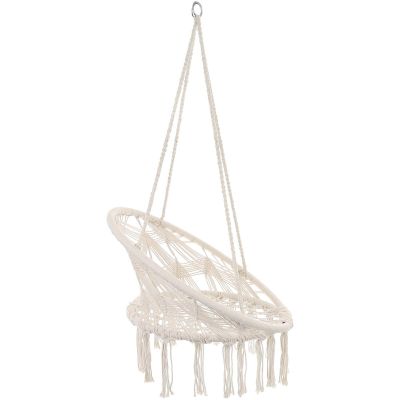 6. HAMAK AŻUROWY FOTEL WISZĄCY BOCIANIE GNIAZDO 80x60CM BIAŁY NEW STYL