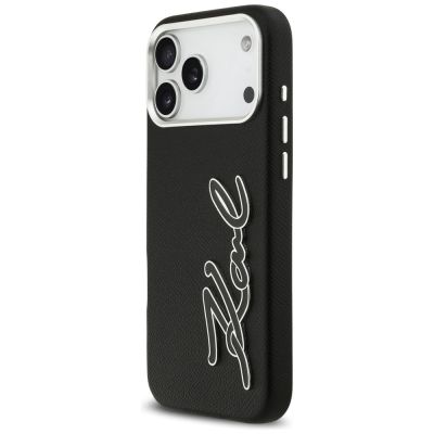 2. Etui Karl Lagerfeld FW Grained Signature Logo na iPhone 17 Pro Max - czarne