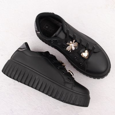 6. Półbuty sportowe damskie na platformie czarne NEWS 4756