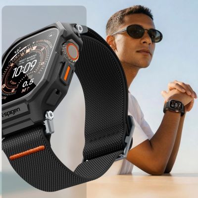 5. Pasek Spigen Lite Fit Pro + Szkło hartowane na wyświetlacz na Apple Watch Ultra 49 mm - czarny