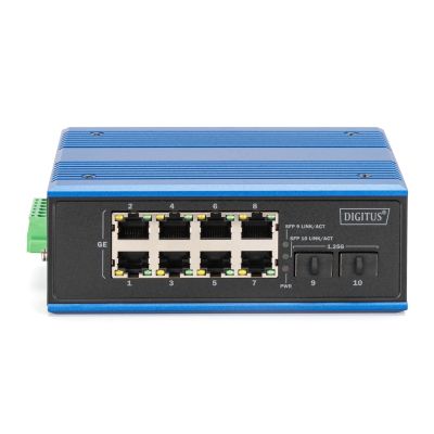 4. Industrialny przełącznik Ethernet 8+2 -Port Gigabit PoE Switch 8 Port GE PoE RJ45, 2 GE SFP Port