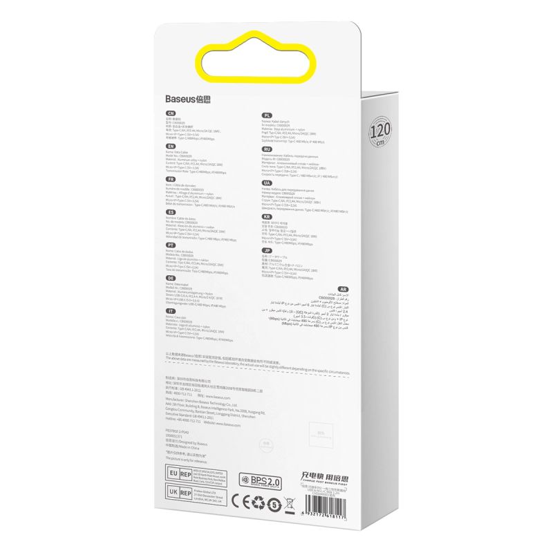 6. Baseus Flash Series Ⅱ kabel 3w1 do szybkiego ładowania USB-A do USB-C / Micro-USB / Lightning 66W 480Mb/s 1.2m niebieski