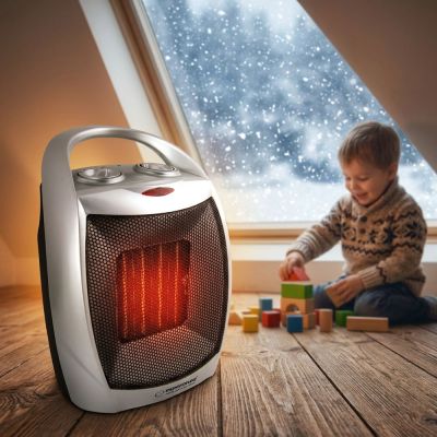 10. Termowentylator elektryczny Esperanza EHH006 (1500W; 3 stopnie grzania; kolor czarny, kolor srebrny)