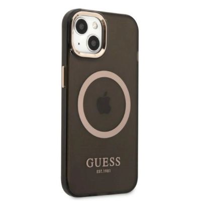 4. Etui Guess Gold Outline Translucent MagSafe na iPhone 13 - czarne