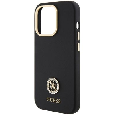 6. Etui Guess Silicone Logo Strass 4G do iPhone 15 Pro - czarne
