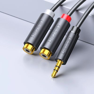 2. Ugreen adapter audio jack 3.5mm męski do 2xRCA żeński kabel 0.25m szary (AV109)