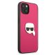 4. Etui Karl Lagerfeld Leather Ikonik Karl's Head Metal na iPhone 13 mini - różowe