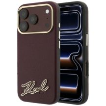 Etui Karl Lagerfeld Grained with Resin Signature Logo MagSafe na iPhone 18 Pro Max / 17 Pro Max - burgundowe