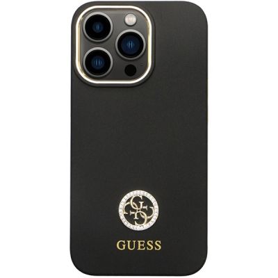 3. Etui Guess Silicone Logo Strass 4G na iPhone 13 Pro / iPhone 13 - czarne