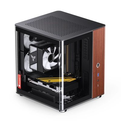 4. Obudowa PC Jonsbo TK-0, Mini-Tower, Mini-ITX, Tempered Glass, Holz - schwarz