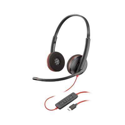 16. Słuchawki Poly Blackwire 3220 Stereo USB-C Black Headset +USB-C/A Adapter (Box) 8X228AA