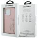 8. Etui Karl Lagerfeld FW Grained Signature Logo na iPhone 16 Pro - różowe
