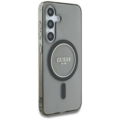4. Etui Guess Glitter Circle Classic Logo MagSafe do Samsung Galaxy S25 czarny