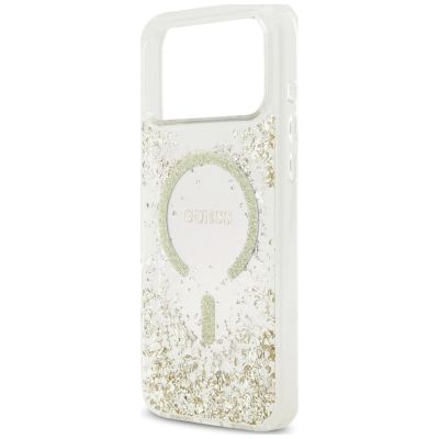 6. Etui Guess Resin Bottom Glitter MagSafe na iPhone 18 Pro Max / 17 Pro Max - złote