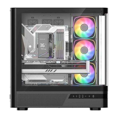 8. MODECOM OBUDOWA VOLCANO AQ 100 ARGB MIDI CZARNA