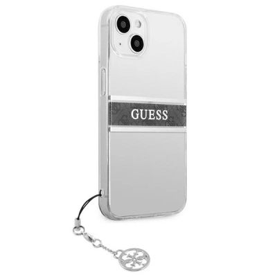 4. Etui Guess 4G Grey Strap Charm na iPhone 13 mini - przezroczyste