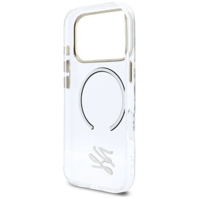 7. Etui Karl Lagerfeld IML KL Script Logo MagSafe na iPhone 17 Pro - przezroczyste