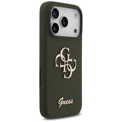 4. Etui Guess Silicone Big 4G Script na iPhone 17 Pro Max - zielone