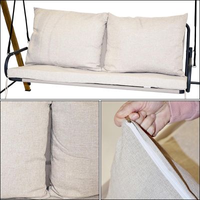 5. HUŚTAWKA OGRODOWO BALKONOWA 2 OSOBOWA 194x136x173CM PIASKOWA