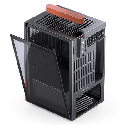 13. Obudowa Jonsbo T6, Mini-Tower, Mini-ITX, Tempered Glass, Holz - czarna