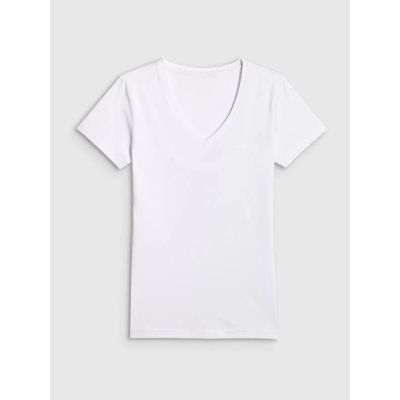 4. T-shirt basic z dekoltem typu serek damski 4F 4FWMM00TTSHF3307-10S
