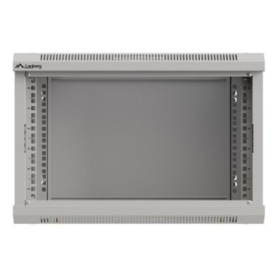 9. Szafa instalacyjna rack wisząca 19" 6U 540x350 szara drzwi przeszklone Lanberg (Flat Pack)