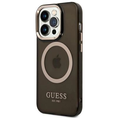 2. Etui Guess Gold Outline Translucent MagSafe na iPhone 14 Pro - czarne