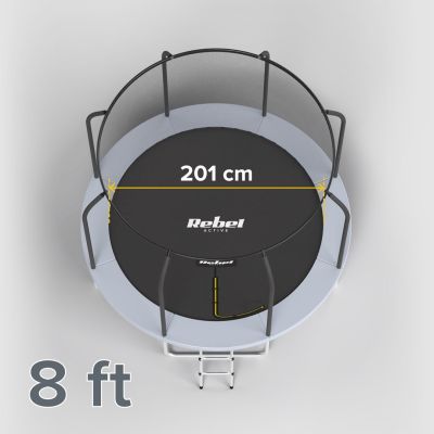 3. REBEL ACTIVE TRAMPOLINA PRO 8FT/244CM, SIATKA, DRABINKA RBA-8001