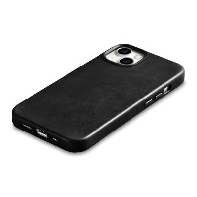 9. iCarer Oil Wax Premium Leather Case skórzane etui iPhone 14 Plus magnetyczne z MagSafe czarny (WMI14220703-BK)