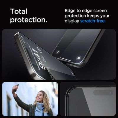 8. Szkło hartowane Spigen Glas.tR EZ Fit FC na iPhone 15 Pro Max - czarne