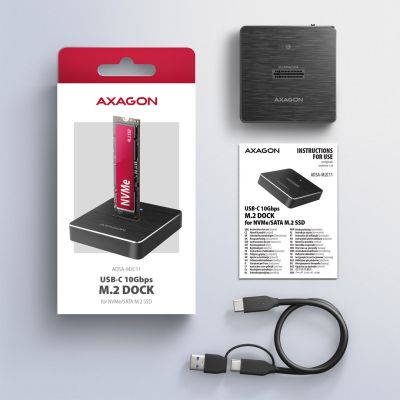 10. Axagon ADSA-M2C11 stacja dokująca do dysków twardych USB 3.2 Gen 2 (3.1 Gen 2) Type-C Czarny