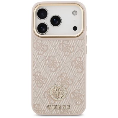 3. Etui Guess 4G Strass Logo MagSafe na iPhone 17 Pro - różowe