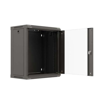 8. LANBERG SZAFA INSTALACYJNA RACK WISZĄCA 19" 12U 540X350 CZARNA DRZWI PRZESZKLONE (FLAT PACK)