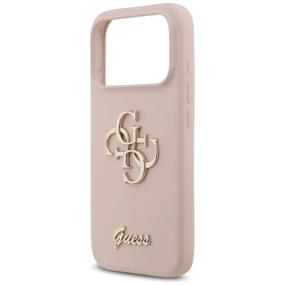 6. Etui Guess Silicone Big 4G Script na iPhone 17 Pro - różowe