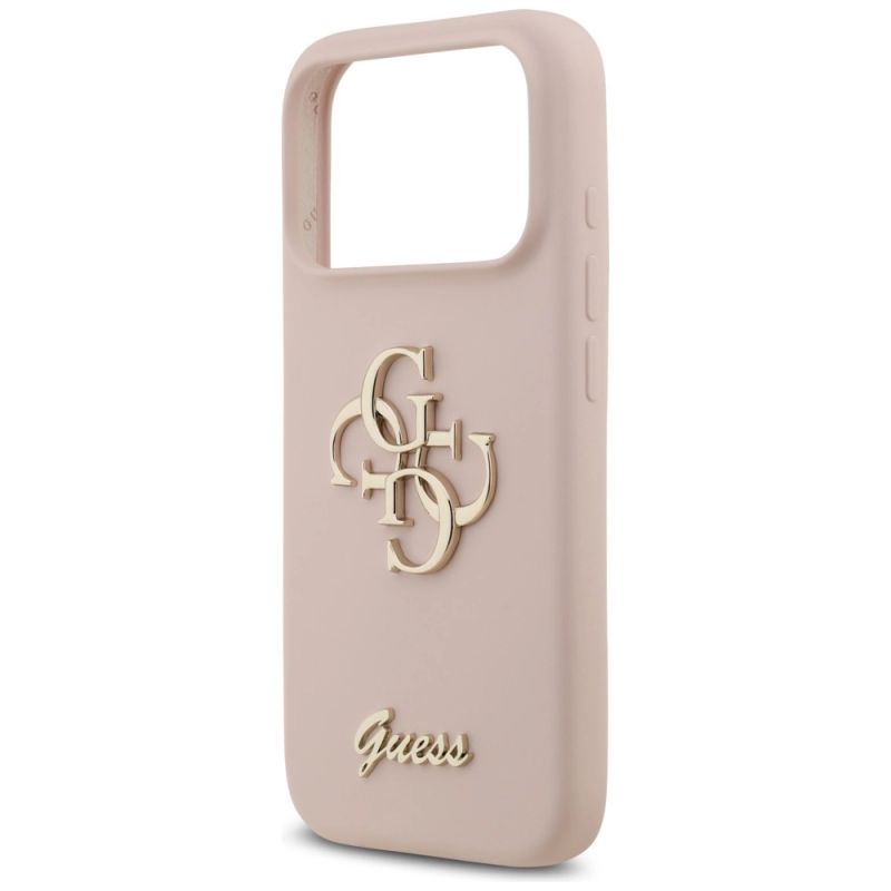 6. Etui Guess Silicone Big 4G Script na iPhone 17 Pro - różowe