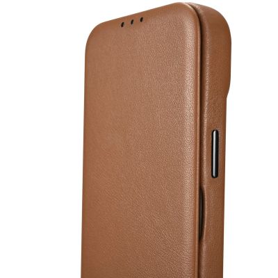 14. iCarer CE Premium Leather Folio Case skórzane etui iPhone 14 Plus z klapką magnetyczne MagSafe brązowy (WMI14220715-BN)