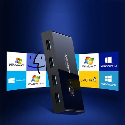4. Ugreen switch box HUB przełącznik 4x USB 3.2 Gen 1 rozdzielacz USB na dwa komputery czarny (US216 30768)