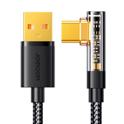 10. Kabel Joyroom Gaming Cable S-UC027A6 USB-C (kątowy) / USB-A (prosty) 3A 1.2 m - czarny