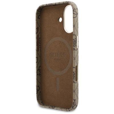 7. Etui Guess 4G Script MagSafe na iPhone 17 - brązowe